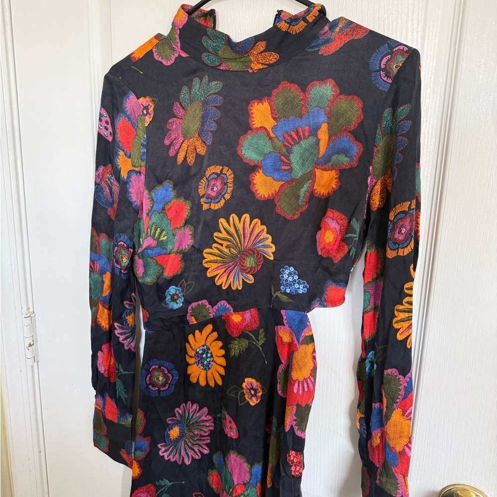 Farm Rio Lily’s Garden Floral High Neck Midi Dress - Picture 5 of 9